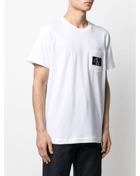 weißes besticktes T-Shirt mit einem Rundhalsausschnitt von Calvin Klein Jeans