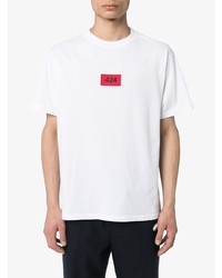 weißes besticktes T-Shirt mit einem Rundhalsausschnitt von 424