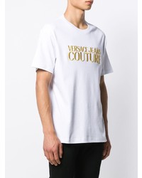 weißes besticktes T-Shirt mit einem Rundhalsausschnitt von VERSACE JEANS COUTURE