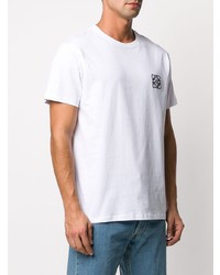 weißes besticktes T-Shirt mit einem Rundhalsausschnitt von Loewe