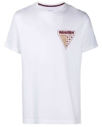 weißes besticktes T-Shirt mit einem Rundhalsausschnitt von Maharishi