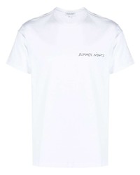 weißes besticktes T-Shirt mit einem Rundhalsausschnitt von Maison Labiche