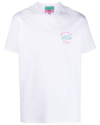 weißes besticktes T-Shirt mit einem Rundhalsausschnitt von Maison Labiche