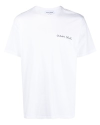 weißes besticktes T-Shirt mit einem Rundhalsausschnitt von Maison Labiche