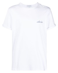 weißes besticktes T-Shirt mit einem Rundhalsausschnitt von Maison Labiche