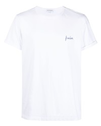 weißes besticktes T-Shirt mit einem Rundhalsausschnitt von Maison Labiche