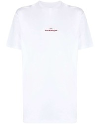 weißes besticktes T-Shirt mit einem Rundhalsausschnitt von Maison Margiela