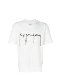 weißes besticktes T-Shirt mit einem Rundhalsausschnitt von Maison Margiela
