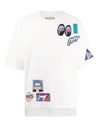 weißes besticktes T-Shirt mit einem Rundhalsausschnitt von Maison Mihara Yasuhiro