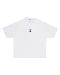 weißes besticktes T-Shirt mit einem Rundhalsausschnitt von Marcelo Burlon County of Milan