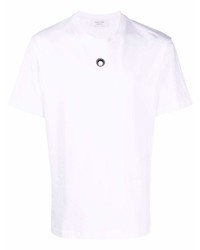 weißes besticktes T-Shirt mit einem Rundhalsausschnitt von Marine Serre