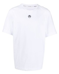 weißes besticktes T-Shirt mit einem Rundhalsausschnitt von Marine Serre