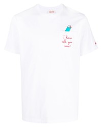 weißes besticktes T-Shirt mit einem Rundhalsausschnitt von MC2 Saint Barth