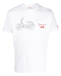 weißes besticktes T-Shirt mit einem Rundhalsausschnitt von MC2 Saint Barth