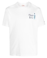 weißes besticktes T-Shirt mit einem Rundhalsausschnitt von MC2 Saint Barth