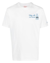 weißes besticktes T-Shirt mit einem Rundhalsausschnitt von MC2 Saint Barth