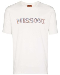 weißes besticktes T-Shirt mit einem Rundhalsausschnitt von Missoni