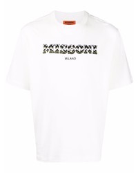 weißes besticktes T-Shirt mit einem Rundhalsausschnitt von Missoni