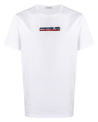 weißes besticktes T-Shirt mit einem Rundhalsausschnitt von Moncler