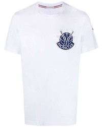 weißes besticktes T-Shirt mit einem Rundhalsausschnitt von Moncler