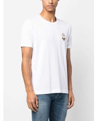 weißes besticktes T-Shirt mit einem Rundhalsausschnitt von Dolce & Gabbana