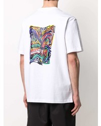 weißes besticktes T-Shirt mit einem Rundhalsausschnitt von adidas