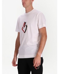 weißes besticktes T-Shirt mit einem Rundhalsausschnitt von Emporio Armani