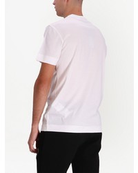 weißes besticktes T-Shirt mit einem Rundhalsausschnitt von Emporio Armani