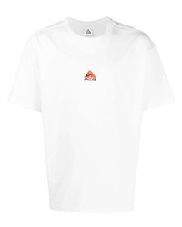 weißes besticktes T-Shirt mit einem Rundhalsausschnitt von Nike