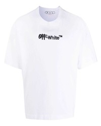 weißes besticktes T-Shirt mit einem Rundhalsausschnitt von Off-White