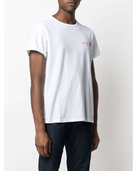 weißes besticktes T-Shirt mit einem Rundhalsausschnitt von Maison Labiche