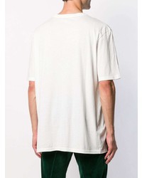 weißes besticktes T-Shirt mit einem Rundhalsausschnitt von Haider Ackermann