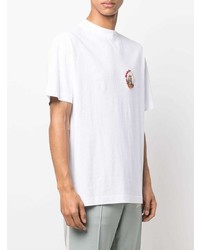 weißes besticktes T-Shirt mit einem Rundhalsausschnitt von Palm Angels