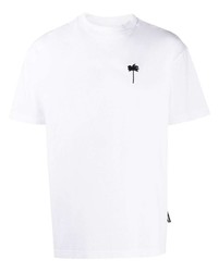 weißes besticktes T-Shirt mit einem Rundhalsausschnitt von Palm Angels