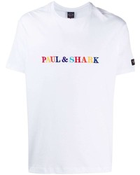 weißes besticktes T-Shirt mit einem Rundhalsausschnitt von Paul & Shark