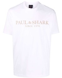 weißes besticktes T-Shirt mit einem Rundhalsausschnitt von Paul & Shark