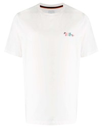 weißes besticktes T-Shirt mit einem Rundhalsausschnitt von Paul Smith