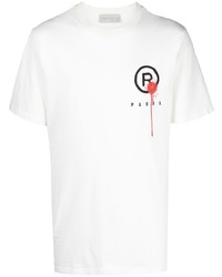 weißes besticktes T-Shirt mit einem Rundhalsausschnitt von Paura