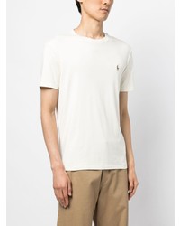 weißes besticktes T-Shirt mit einem Rundhalsausschnitt von Polo Ralph Lauren