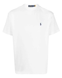 weißes besticktes T-Shirt mit einem Rundhalsausschnitt von Polo Ralph Lauren