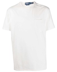 weißes besticktes T-Shirt mit einem Rundhalsausschnitt von Polo Ralph Lauren