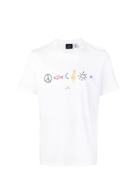 weißes besticktes T-Shirt mit einem Rundhalsausschnitt von Ps By Paul Smith