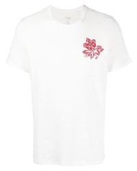weißes besticktes T-Shirt mit einem Rundhalsausschnitt von rag & bone