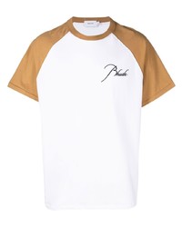 weißes besticktes T-Shirt mit einem Rundhalsausschnitt von Rhude