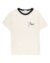 weißes besticktes T-Shirt mit einem Rundhalsausschnitt von Rhude