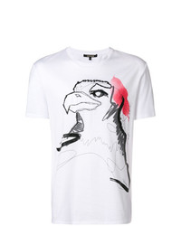 weißes besticktes T-Shirt mit einem Rundhalsausschnitt von Roberto Cavalli