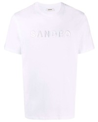 weißes besticktes T-Shirt mit einem Rundhalsausschnitt von Sandro