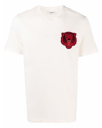 weißes besticktes T-Shirt mit einem Rundhalsausschnitt von Sandro