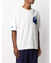 weißes besticktes T-Shirt mit einem Rundhalsausschnitt von YMC