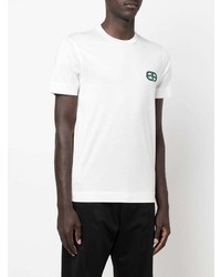 weißes besticktes T-Shirt mit einem Rundhalsausschnitt von Emporio Armani